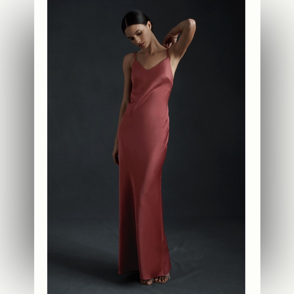 BHLDN Charlie Satin Charmeuse Dress Pink.